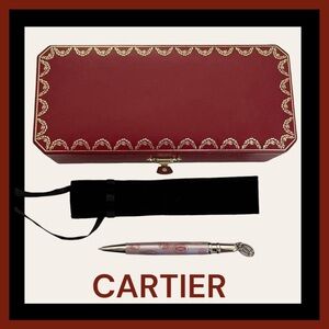 CARTIER VINTAGE RARE PEN LOGO PINK in BOX Christmas Gift